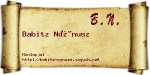 Babitz Nónusz névjegykártya